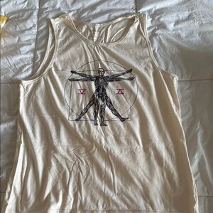 RVCA - Cream Tank Top with Vitruvian Man Design